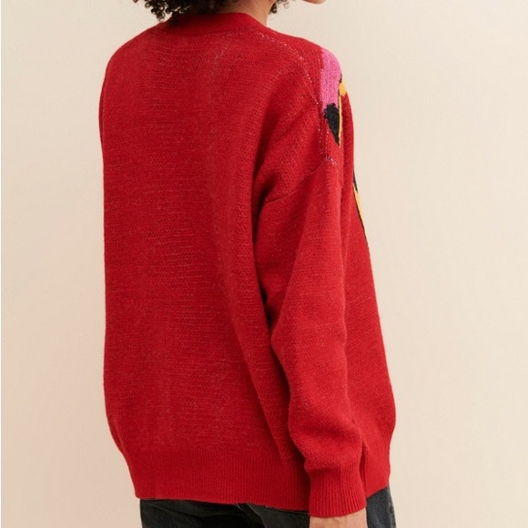 FARM Rio Oversized Toucan Cardigan in Red Multi - Picture 6 of 6